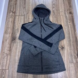 Under Armour Full Zip Hoodie M Black/Grey Fitted Mesh Sleeves Athletic Jacket